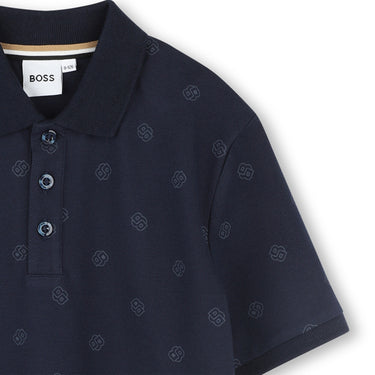 BOSS playera Polo para niño y adolescente all over print new logo, azul marino